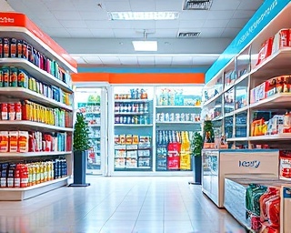 digital pharmacy ad, inviting appearance, promoting health products, photorealistic, colorful and engaging store background, highly detailed, interactive elements, high resolution, bold colors, accent lighting, shot with a 20mm lens