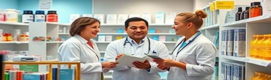 vibrant pharmacy social post, excited expression, discussing health tips, photorealistic, cozy pharmacy corner, highly detailed, informational pamphlets, ISO 200, pastel colors, soft daylight, shot with a 24mm lens